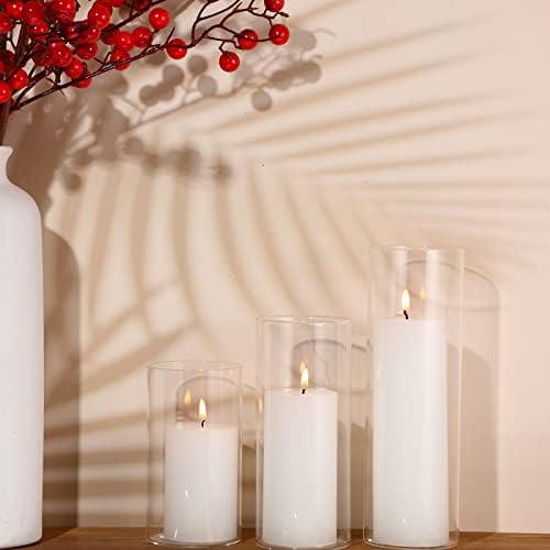 Shihanee 3 Pillar Candle and Holder,2.6'' X 4.7'', 5.9'', 7.9'',White - Image 4