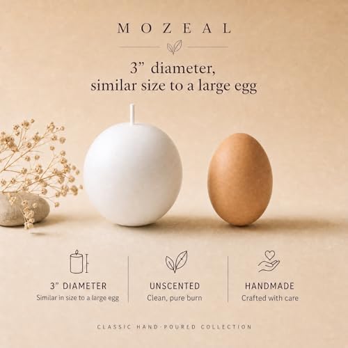 MOZEAL Hand-Poured, 3 Inch White Round Ball Candles - Elegant White Round Pillar Candles Set of 3, Dripless, Unscented, Smokeless, Ideal for All Occasions. - Image 3