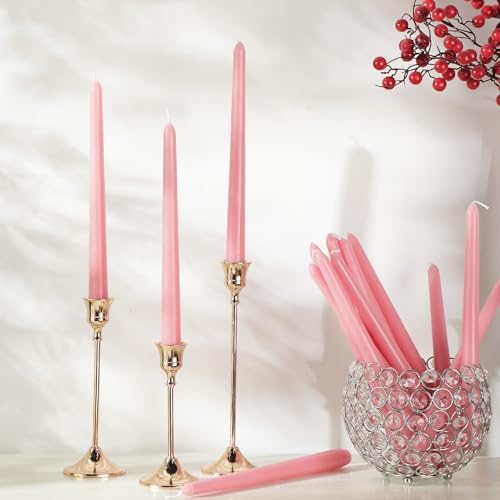 MTLEE 16 Pcs 10 Inch Taper Candle Sticks Smokeless Unscented, Morandi Pink - Image 3