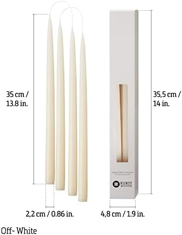 Kunstindustrien® Taper Candles – Set of 4, 13.8" – Made in Denmark, Long Burning Candles 15h, Unscented & Smokeless Candlesticks – Elegant Tall Candles for Weddings, Dinners & Home Decor (Off White) - Image 3