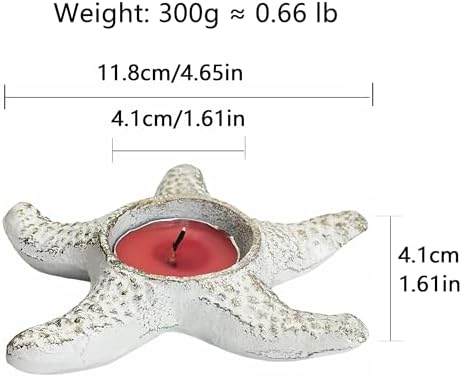 Small Cast Iron Candle Holder, Handmade Vintage Candlestick Holders, Tea Light Candle Holder, Rustic Candle Stand for Romantic Dinner, Yoga Meditation, Home Decor (White Starfish Pattern) - Image 6