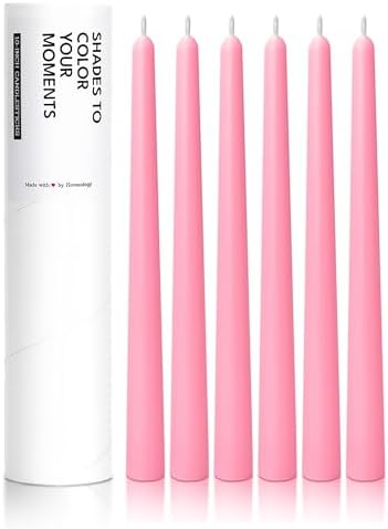 6 PK 10" Classic Taper Candles, Pink, 7-8 Hours Long Burning, Unscented Tall Candlesticks by Unknown