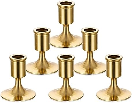 Sziqiqi Gold Candlestick Candle Holders Set of 6, for Wedding Table by SZIQIQI