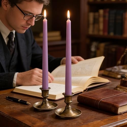 12-Pack Dusty Purple Taper Candles, 10 Inch Unscented Dripless Candlesticks, Long-Lasting Burn Time of 7-8 Hours, Perfect for Home Décor, Weddings, and Events - Image 6