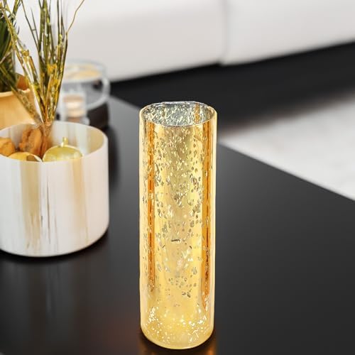 WGVI Hurricane Candle Holder Sleeve, W: 3", Ht: 10", Gold Speckled Glass Cylinder Open Both Ends, Chimney Tube Shade, 6 Piece - Image 7