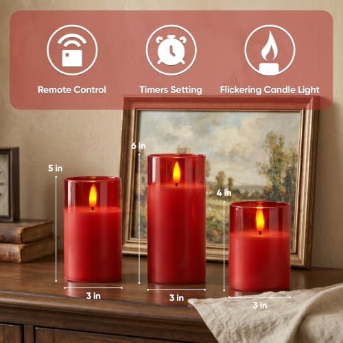 Amagic Red Glass Flameless LED Candles Battery Operated with Remote Timer - Image 5