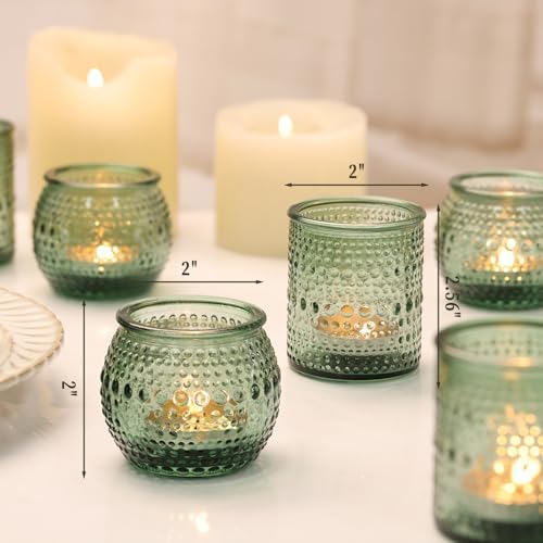 16 Pcs Green Candle Holder for Wedding Table Decor-Green Votive Candle Holders for Rustic Wedding Centerpieces, Bridal Shower Decor, Tea Party Decorations - Image 2