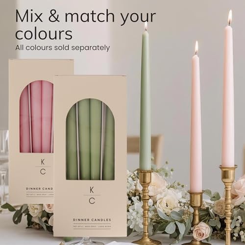 Tapered Dinner Candles, Pack of 6 – Soy & Paraffin Wax Blend, 10-Inch Dripless Taper Candles with 7-Hr. Clean Burn – Smokeless Unscented Tapers for Weddings, Dinner Tables & Home Decor – Sage - Image 3