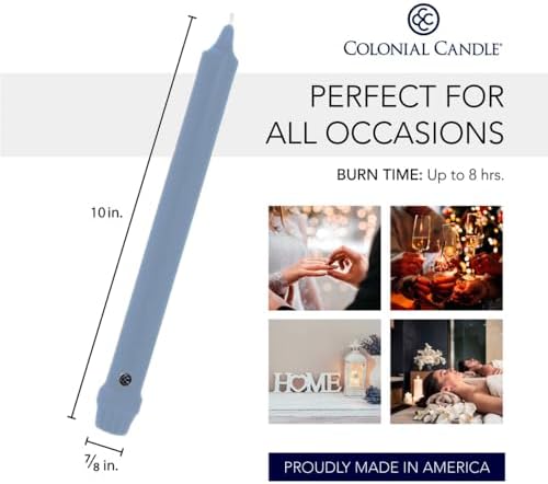 Colonial Candle Unscented Taper Candle, Classic Collection, Wedgewood, 10 in, Pack of 12 - Up to 8 Hours Burn - Image 3