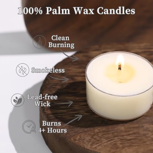Scented Tea Lights Candles, Coconut Shoreline, 16 Pack – White Scented Tealight Candles – 100% Palm Wax, 6 Hour Burn Aromatherapy Tea Light Votive Candle for Spa Gift Sets, Relaxation, Bath - Image 3