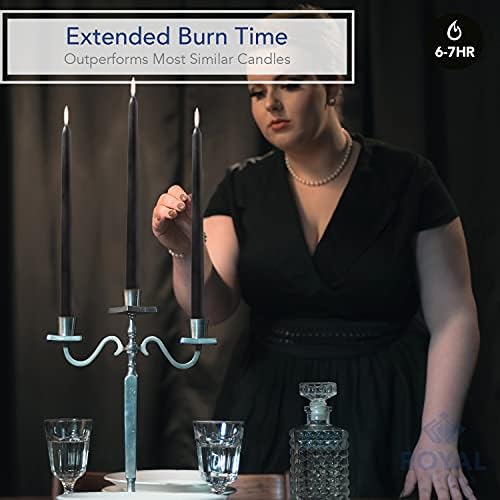 Royal Imports Unscented Taper Candles 12" Black 9-Hr Burn Time Set of 12 - Image 5
