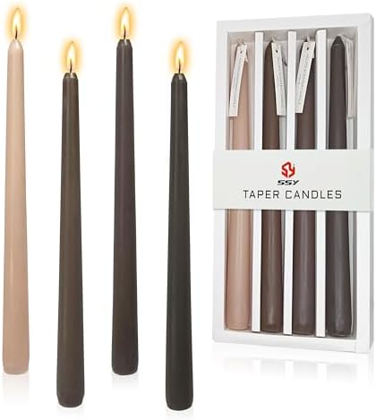 10 Inch Gradient Brown Taper Candles Hand Poured Smokeless Chocolate Coffee Scented Long Tapered Candles for Morning Coffee Ritual Breakfast Table Kitchen Island Café Atmosphere by XINAOBAOLUO