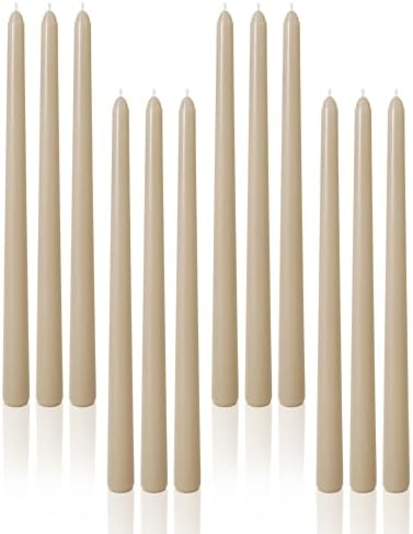 Viyffo Taper Candles, 12 Inch, 12 Pack, Nougat Brown – Unscented by Viyffo