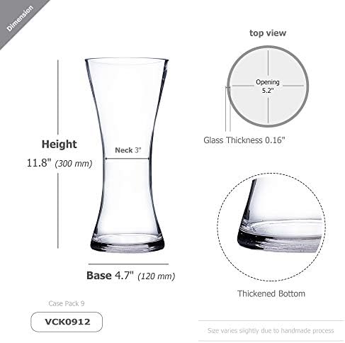 WGV Unique Bouquet Vase, 5" W, 12" H, Clear Glass Tall Floral with Flared Oval Opening, Centerpiece, Home Wedding Event Decor, 1 Piece (VCK0912) - Image 2