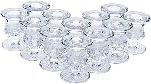 Hosley Set of 12 Glass Taper Candle Holders 2.5 Inches High Ideal Gift for Weddings Party Favor Reiki Meditation O3 by HOSLEY