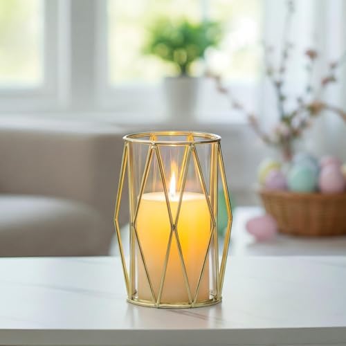 NUPTIO Gold Geometric Hurricane Candle Holder, 1 Piece by Nuptio