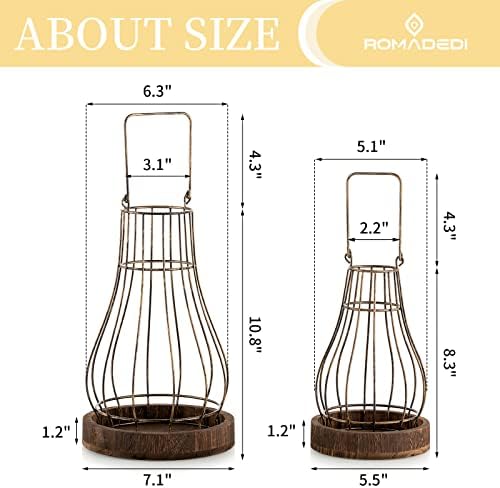 Romadedi Lantern Rustic Farmhouse Decor, Set of 2 - Image 5