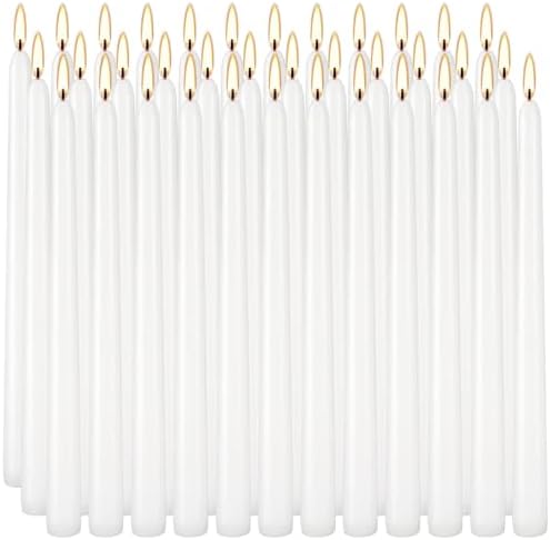 36 Pack White Taper Candles 10 Inch - Premium Unscented Dripless & Smokeless Long-Burning Candles for Wedding Decor, Fine Dining, Candelabras, Romantic Dinner, and Elegant Home Decor by HELLY