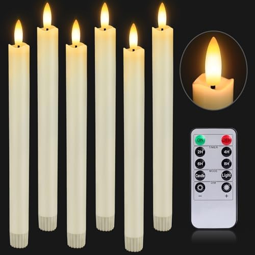 HINZER 6Pcs Flameless Taper Candles with Remote, Halloween Home Decor by HINZER