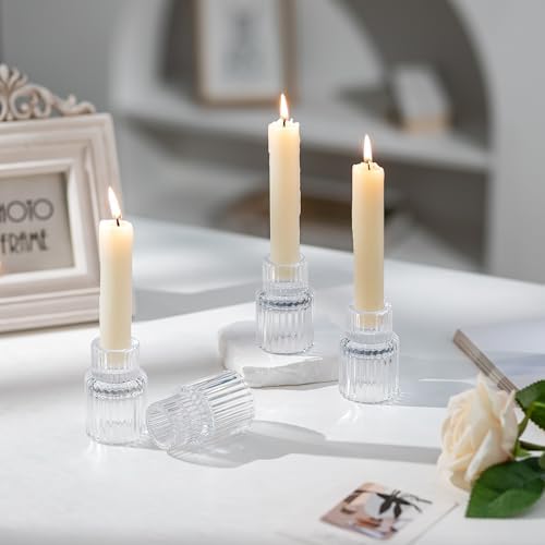 Romadedi Clear Glass Taper Candle Holders, Pack of 10 - Image 2