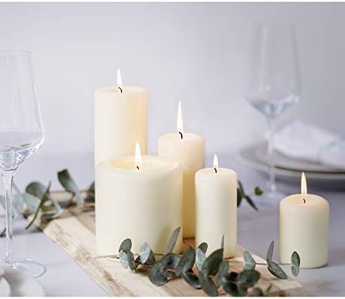 BOLSIUS 6 Ivory Pillar Candles Bulk - 3x4 Inches Candle Set - 40+ Hours Clean Burning - No Palm Oil - 0% Animal Fat - Premium European Quality - Unscented Dripless Restaurant Pillars - Image 3