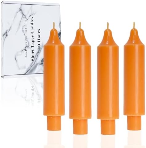 Short Taper Candle Sticks Halloween Candles 6 inch Unscented Dinner Candle Dripless for Home Decor,Set of 4,Orange by LPUSA