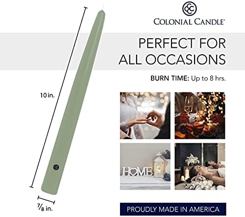 Colonial Candle Unscented Taper Candle, Handipt Collection, Colonial Classic Green, 10 in, Pack of 12 - Up to 8 Hours Burn - Image 3