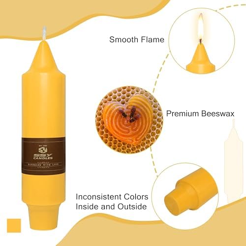 Beeswax Taper Candles 5 inch Natural Beeswax Taper Candlesticks 4 PCS Short Candle Smokeless Tapered Candle for Dinner Party Decoration Gift - 8 Hour Burn Time - Image 3