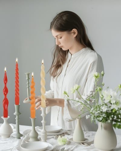 Orange Spiral Taper Candles Short Candle Sticks Unscented Smokeless Twisted Candlesticks for Christmas Table Decor Holiday Dinner Party-7.5inch-4pack - Image 2