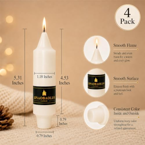 Candlesticks Short Taper Candle 5 inches Ivory Candle Sticks Smokeless Tapered Candles for Home Décor Weddings Festive Party Women Gifts - Image 3