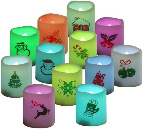 Christmas Color Changing Battery Operated Flameless Votive Candles 12 PCS - Image 2