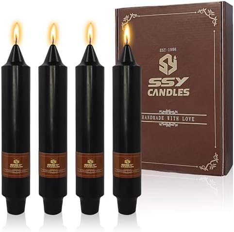 Halloween Taper Candles Sticks Unscented 4 PCS Black Taper Candlesticks 7 inch Short Tapered Candles Stick Candle for Halloween Dinner Party Home Décor Candlesticks by XINAOBAOLUO