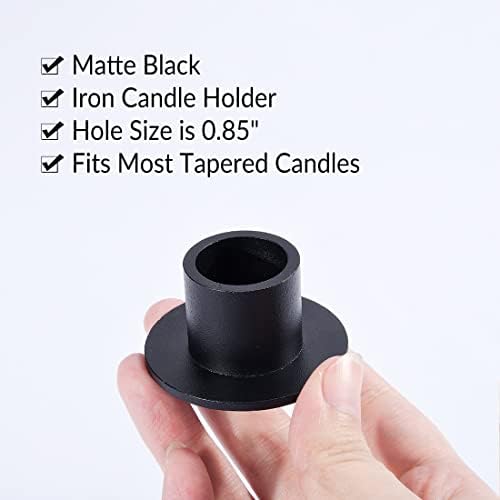 12PCS Matte Black Iron Taper Candle Holders, Standard Fit, Table Decor - Image 4
