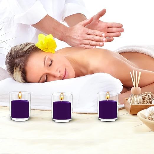 12 Hours Purple Votive Candles for Weddings Parties Spa Birthdays, Set of 24 Unscented Bulk Candles for Restaurants and Home Decoration - Image 5