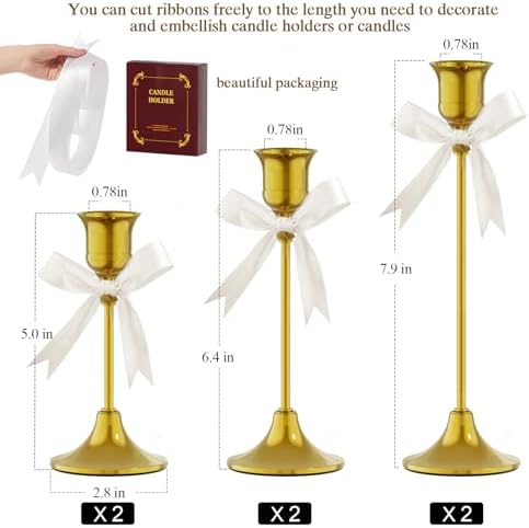 FSyueyun Gold Candle Holders Set of 6, Elegant Metal Candlestick Holders - Image 2