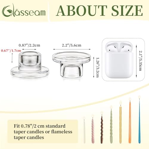 Glasseam Glass Tapered Candlestick Holders: Small Taper Candle Holders Set of 4 Clear Candle Sticks Holder for Table Centerpiece Short Modern Candle Holder for Wedding Christmas Home Decoration - Image 5
