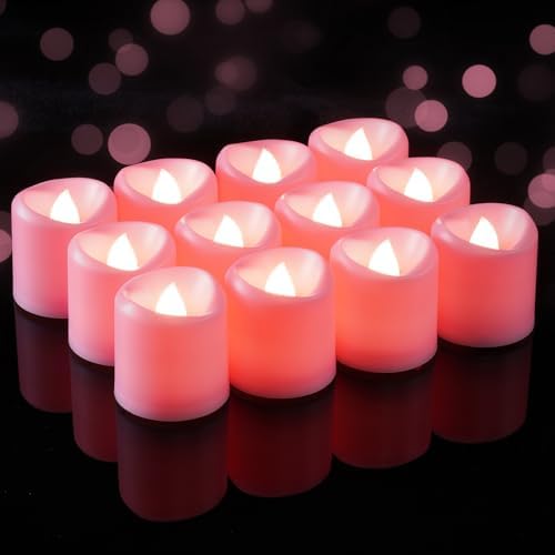 5plots 24Pack Pink Flameless Votive Candles, Fake Electric Candles by 5Plots