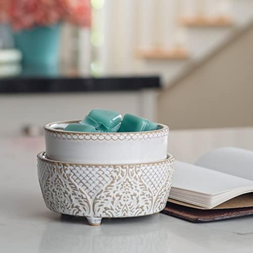 Candle Warmers ETC 2-in-1 Candle and Fragrance Warmer for Warming Scented Candles or Wax Melts and Tarts with to Freshen Room, Vintage White Lace - Image 3