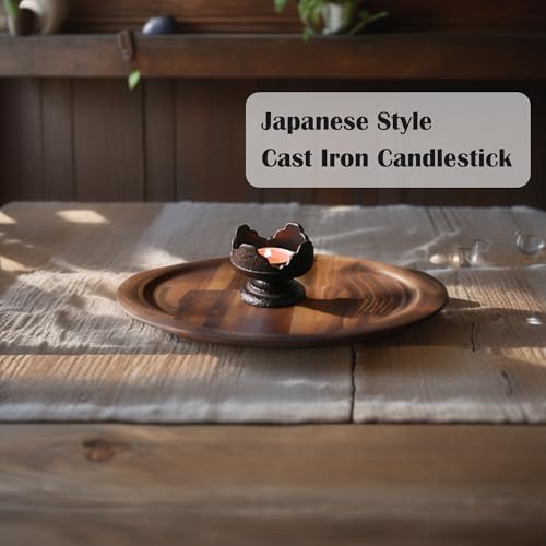 Japanese Style Cast Iron Candle Holder, Small Handmade Vintage Candlestick Holders, Rustic Pillar Candle Holder, Farmhouse Candle Stand for Fireplace Shelf Home Decor (2.24" Tall Pattern) - Image 2