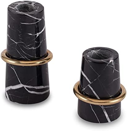 JIMEI 2pcs Marble Taper Candle Holder Table Wedding Decor Candlestick Stand by JIMEIMarble