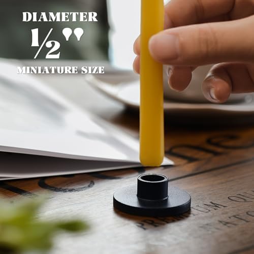 12 PCS Black Iron Thin Taper Candle Holders for 1/2 Inch Candlesticks - Image 3
