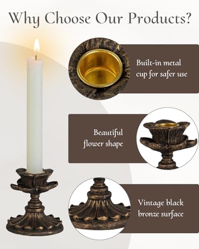 Vintage Candlestick Holders Decor: Resin Taper Candle Holders - Image 4