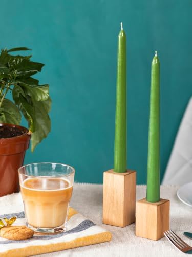 CANDWAX 12 inch Taper Candles 12 Pack - Colored Candle Sticks Great as Dinner Candle Set - Grass Green - Image 5