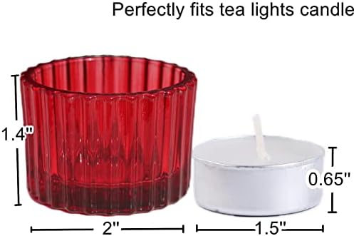 VOHO Red Candle Holders for Table Centerpiece, Set of 12 Tea Light Holder - Image 3