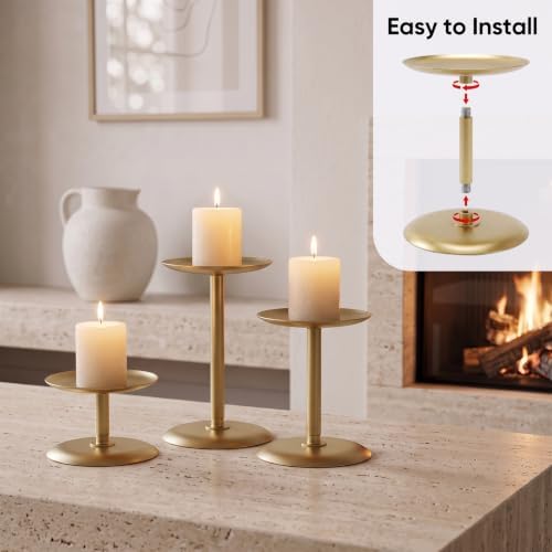 Homemory Fall Halloween Table Decor, Gold Metal Candle Holders Set of 3 - Image 5
