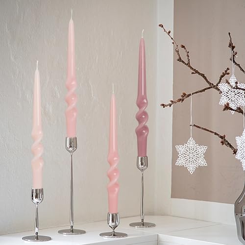 Gradient Pink Smokeless Candles Handmade Twisted Taper Candle 9.5 Inch Unscented Spiral Candlesticks for Dinner Holiday Wedding Home Decor 4 PCS - Image 2