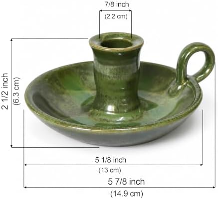 Candle Holder Ceramic Candlestick Holder, Candlelight Stand for Spell Candles, Taper Candles, and Incense, Halloween Christmas Dining Room Home Decoration Display-Reactive Glaze Green - Image 5