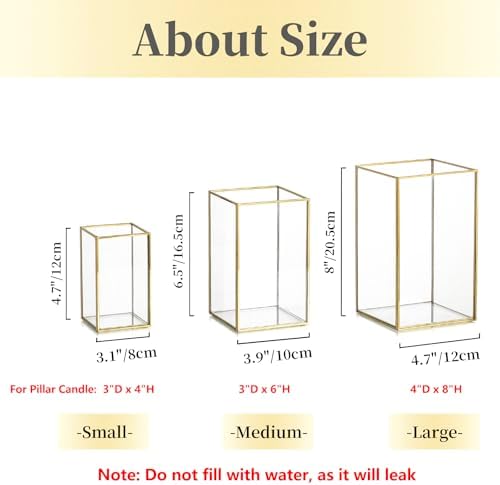 Hewory Glass Hurricane Candle Holder, 18Pcs Gold Rectangle Flower Holders - Image 2
