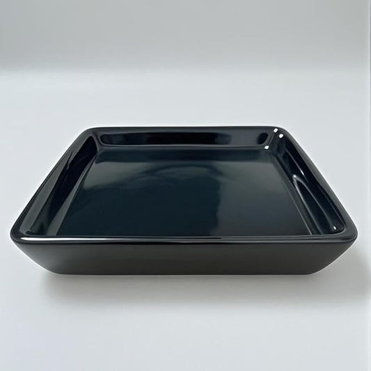 Square Ceramic Plant Saucer Tray 12 13 14 Inch Black,14" OD x12.2 ID x1.6 Deep, Sturdy Heavy Duty Glazed Planter Drip Flower pots with Catch Basin for Indoor Outdoor Plants(14" Black)