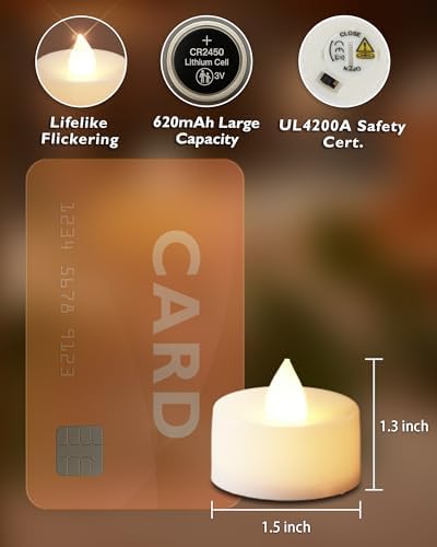 Homemory 12-Pack Remote Flameless LED Battery Tea Light Candles, 400+Hrs - Image 3